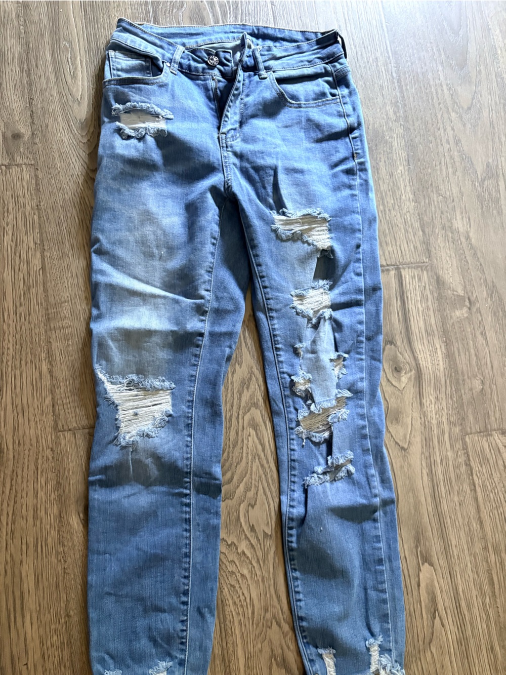 Women's Skinny Distressed Light Blue Jeans